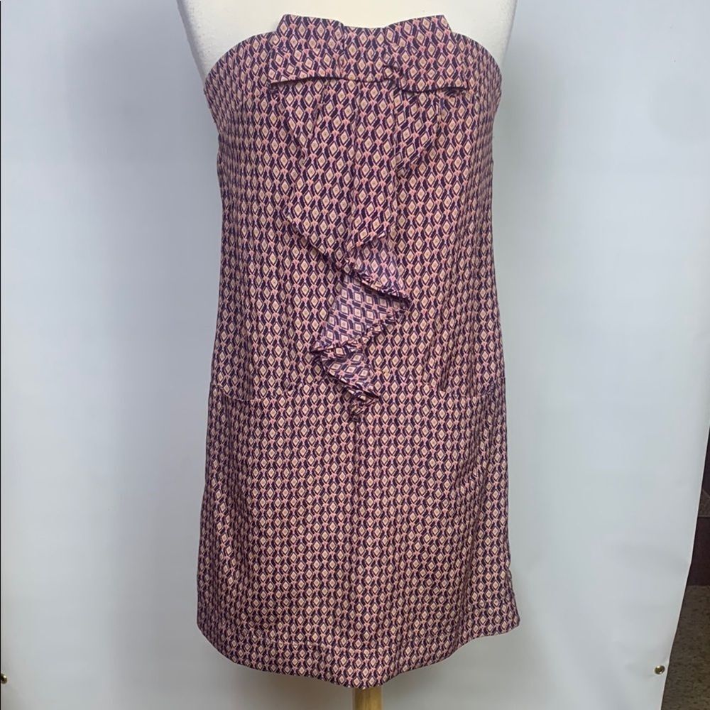 Gap Strapless dress with Bow and Ruffle, Smocked back with Front Pockets Small